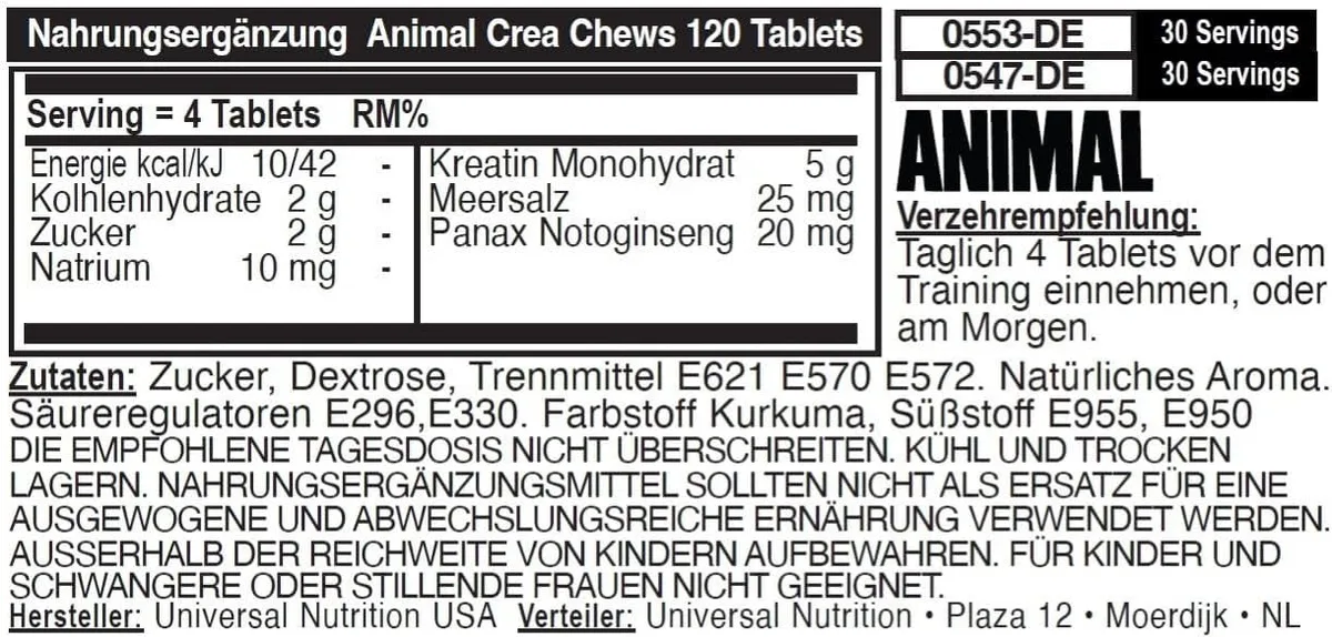 Animal Creatine Chews (120 Kautabletten) Fruit Punch – Bild 6