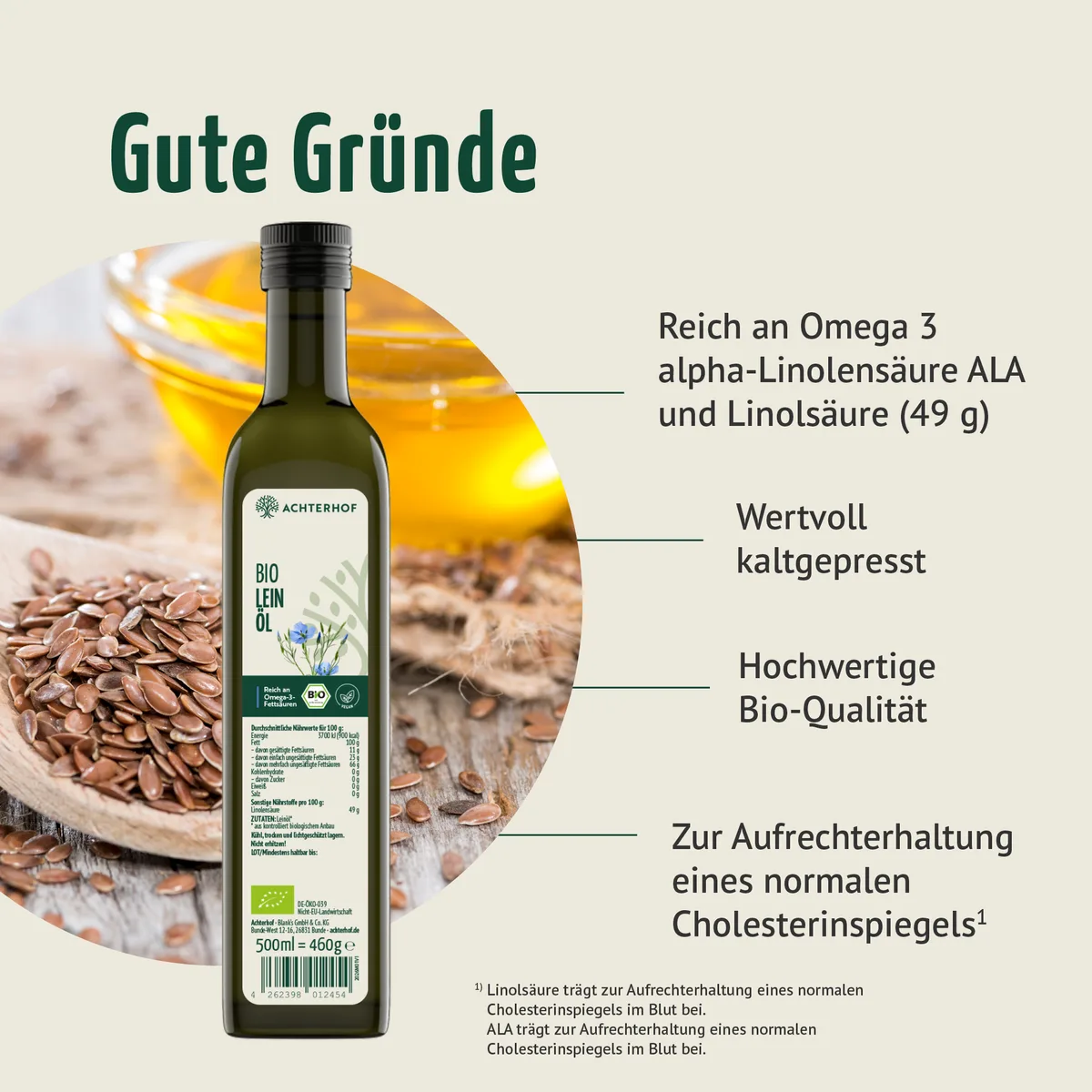 Bio Leinöl (500ml) – Bild 2