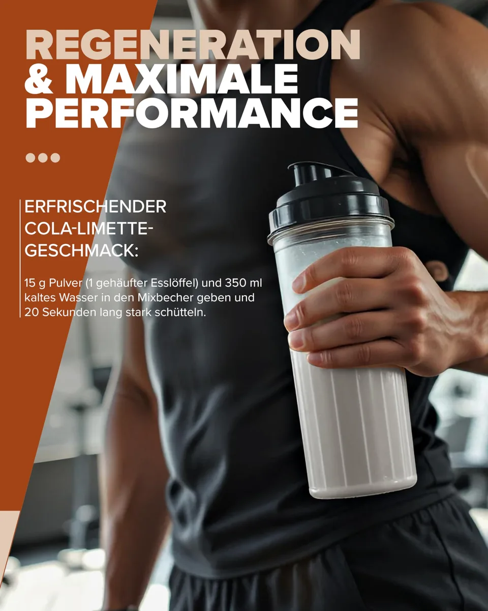 IronMaxx 100% EAAs Zero Cola & Lime 500g - EAAs Pulver hochdosiert, Vegan und zuckerfrei, 8 essentielle Aminosäuren zur Ergänzung deiner Sporternährung – Bild 4