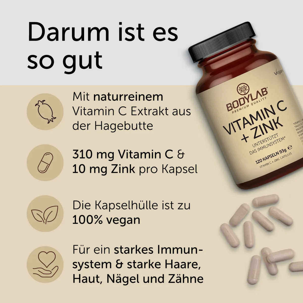 Vitamin C + Zink (120 Kapseln) – Bild 2