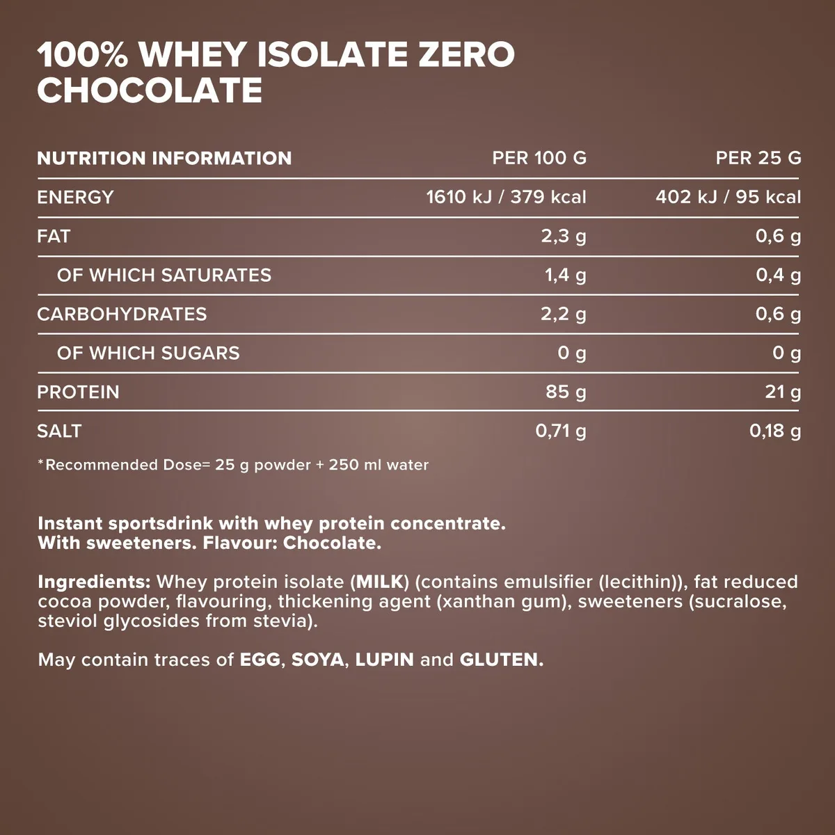 100% Whey Isolate ZERO (400g) - Schokolade – Bild 4