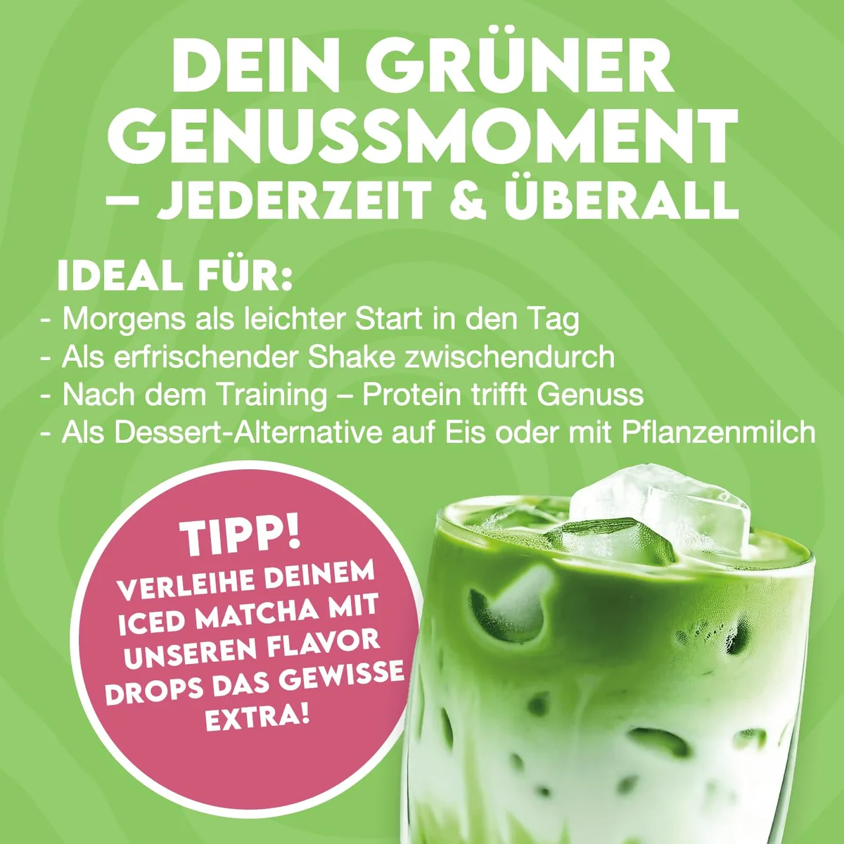 INLEAD - Protein Iced Matcha | 21g Protein pro Portion mit echtem Matcha | Cremig löslicher Proteinshake ohne Zuckerzusatz | Ideal für Alltag & Sport | Proteinpulver - 300g – Bild 4