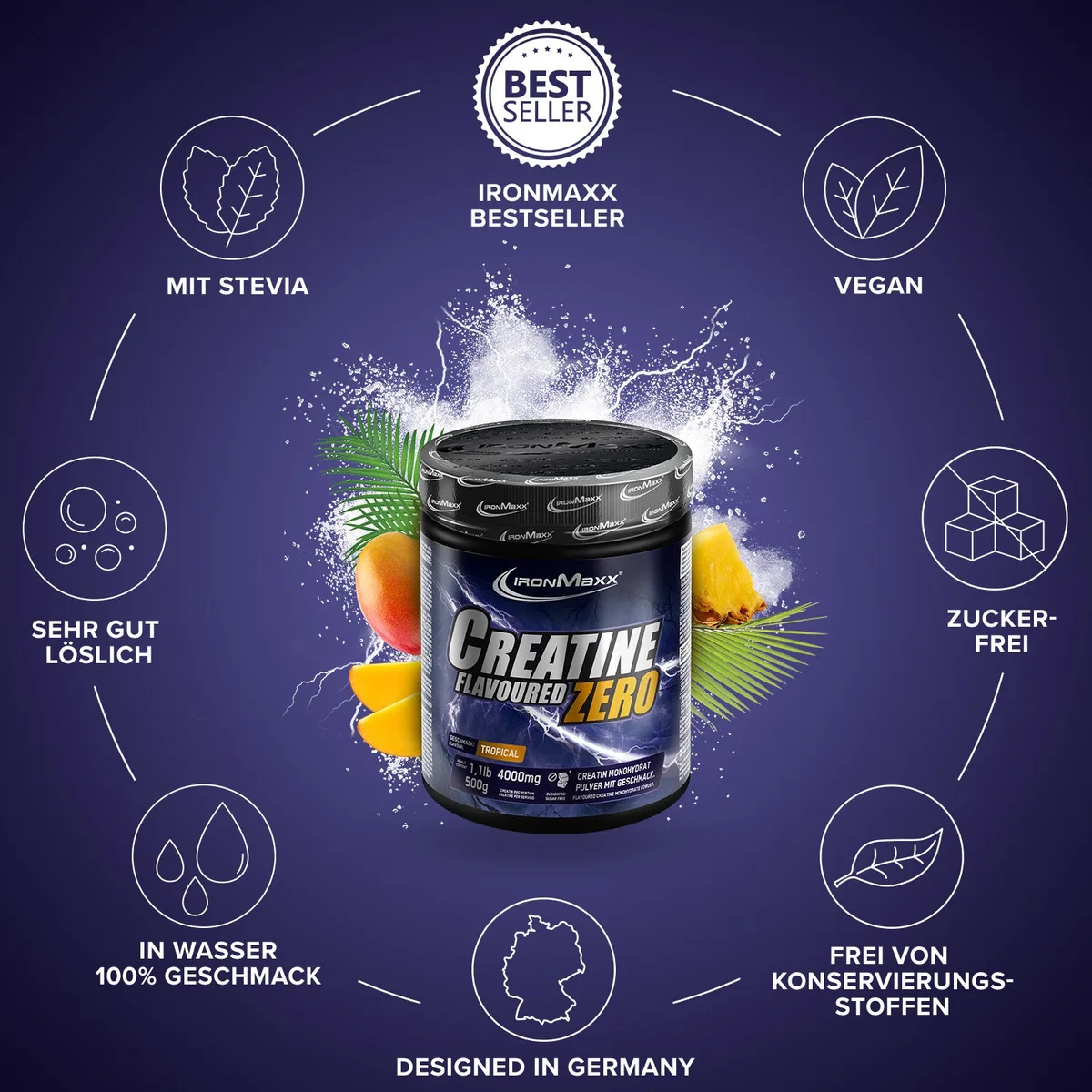 Creatine Flavoured Zero (250g) - Tropical – Bild 7