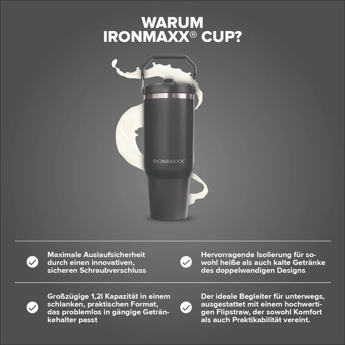 IronMaxx Cup V5.0 (1200ml) - Graphite – Bild 3