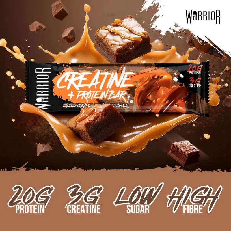 Warrior Creatine Protein Bar, 75g 12 x 75g BOX / Salted Caramel Brownie – Bild 3