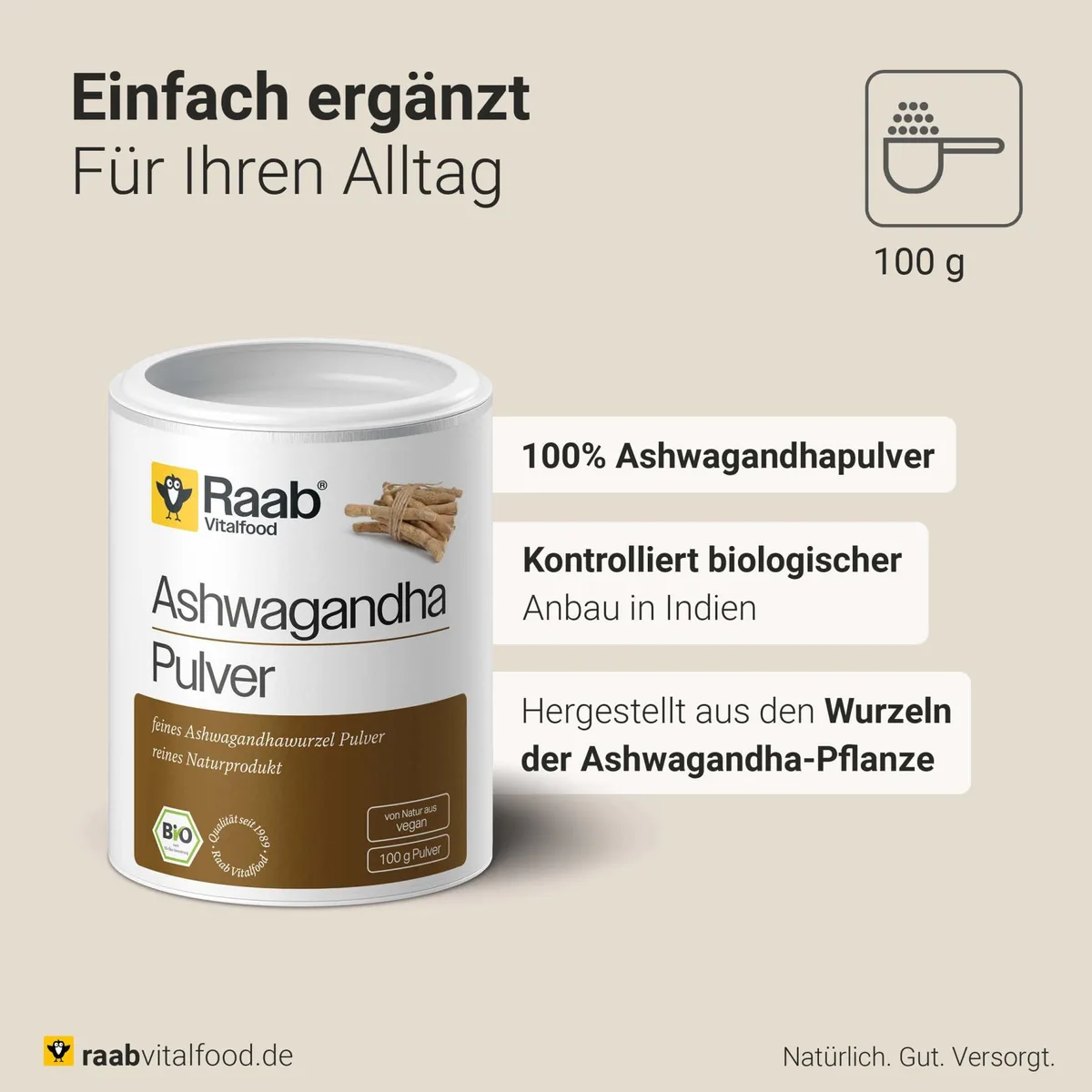 Bio Ashwagandha Pulver (100g) – Bild 3