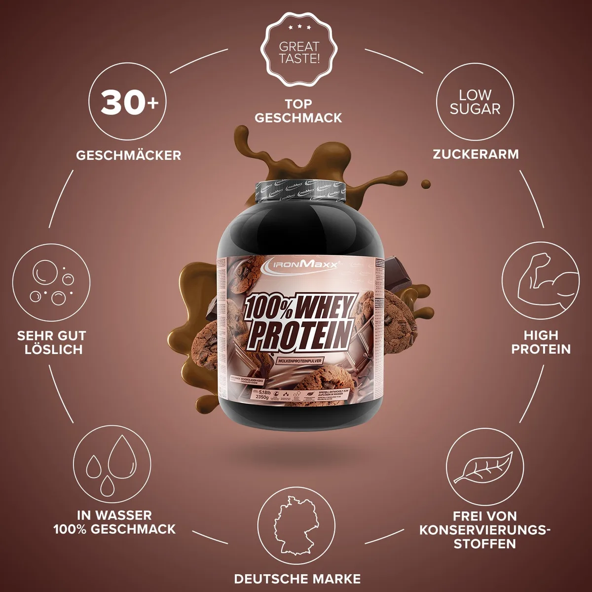 100% Whey Protein (2350g) - Chocolate and Cookies – Bild 5