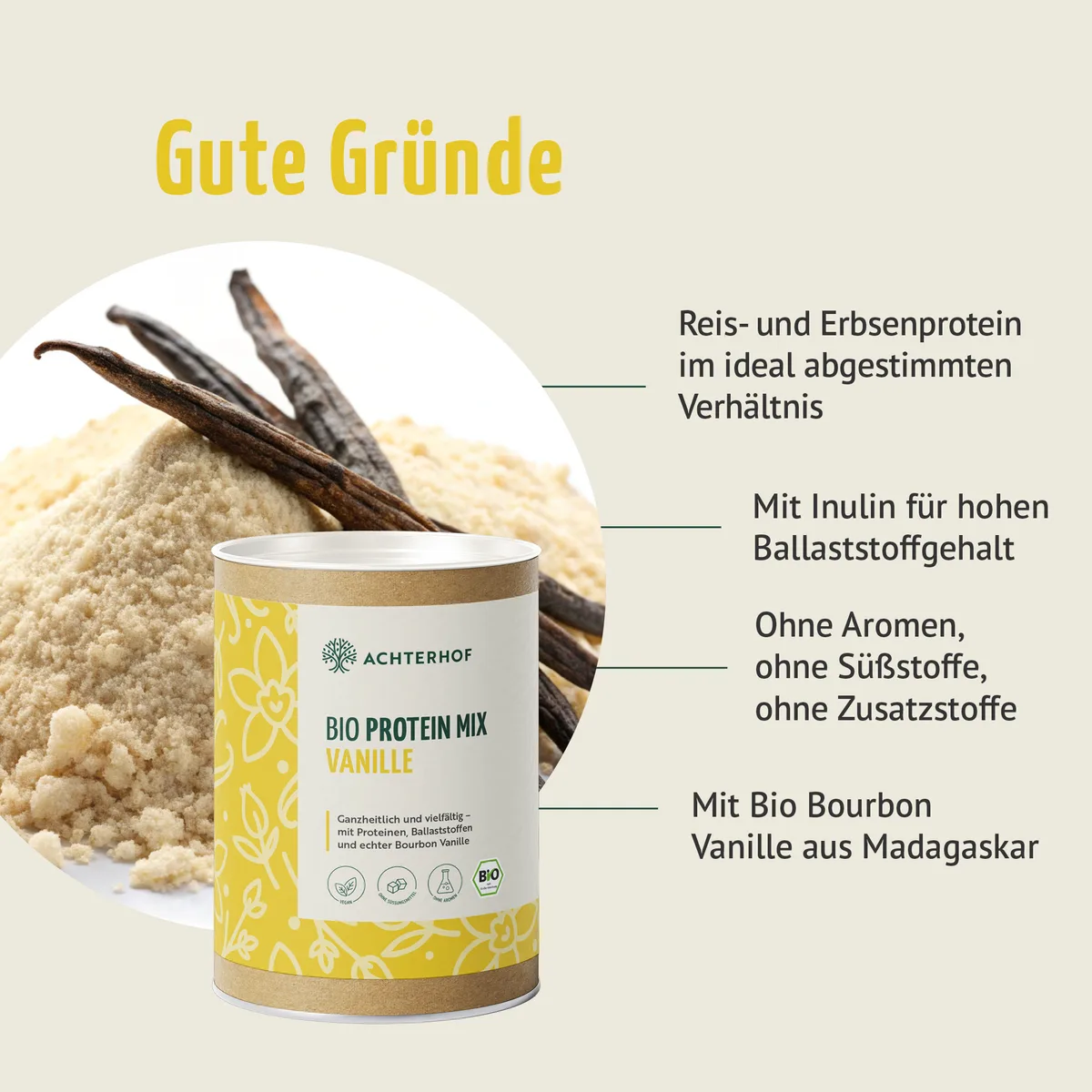 Bio Protein Mix Vanille (330g) – Bild 4