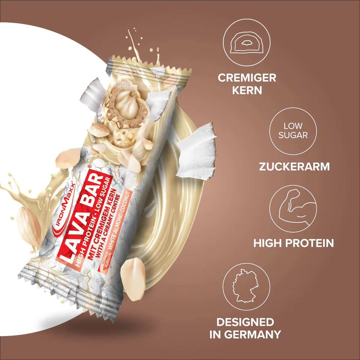 Lava Bar Protein Riegel (18x40g) - White Almond Coconut – Bild 3
