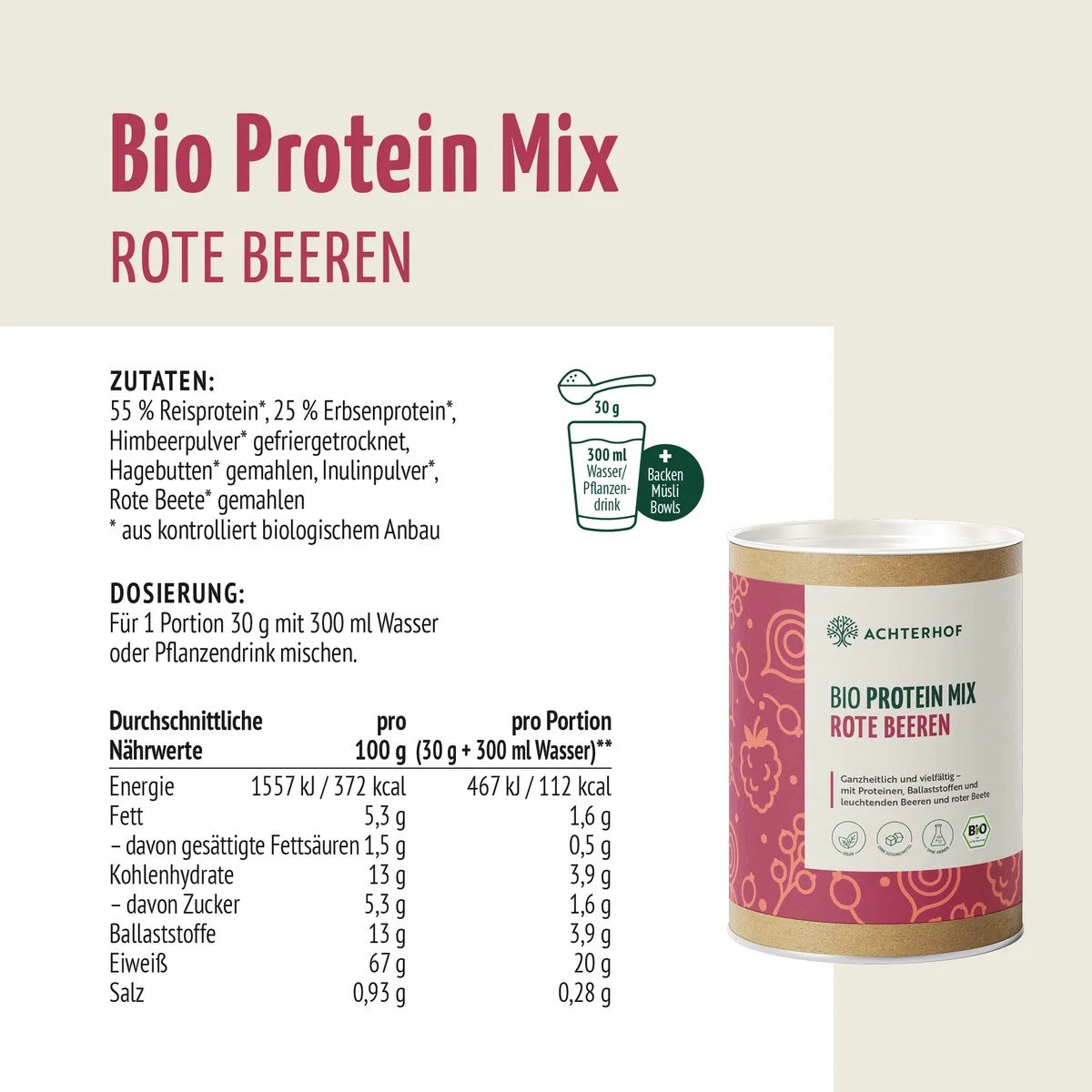 Bio Protein Mix rote Beeren (330g) – Bild 7