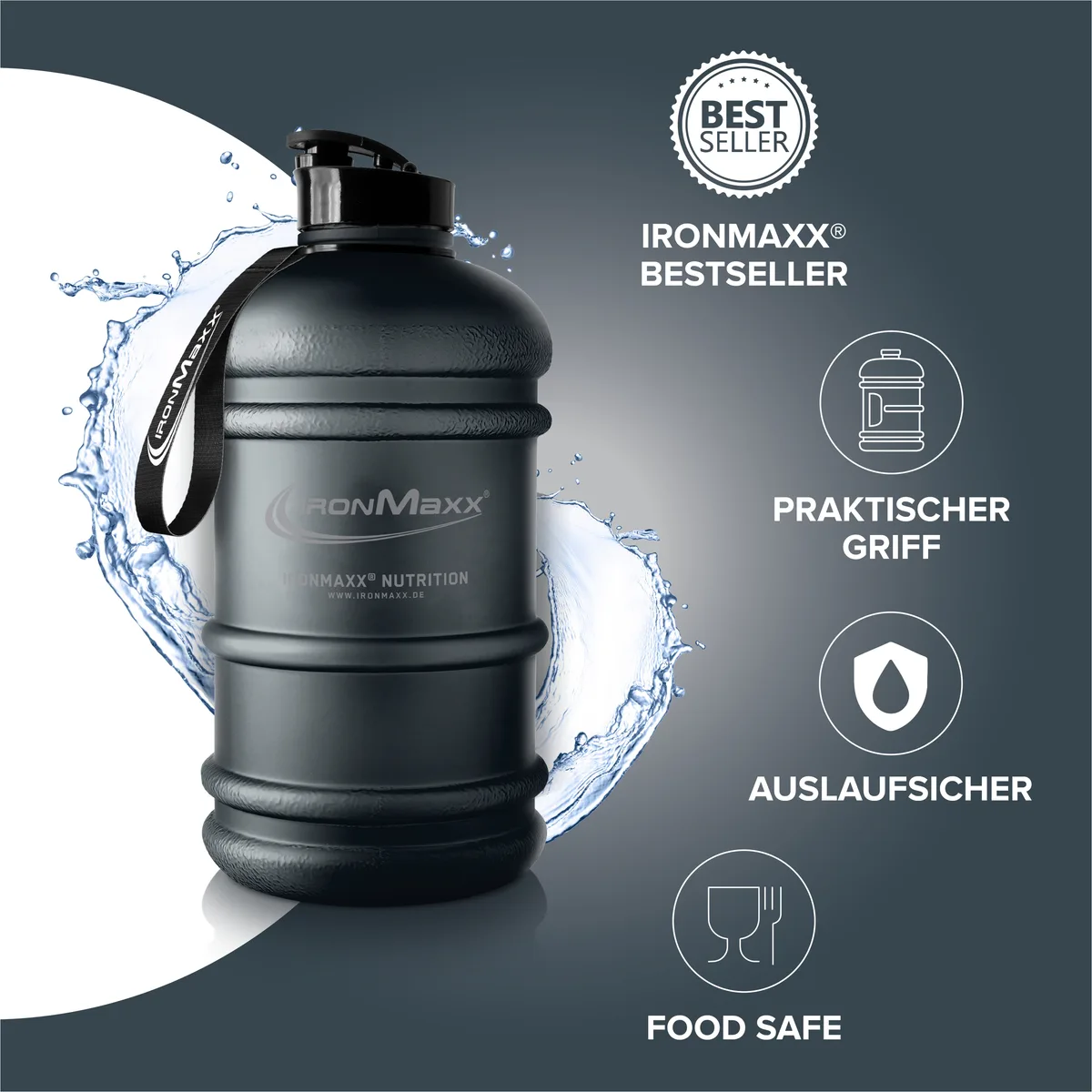 Water Gallon (2200ml) - Matt Solid Deep Black – Bild 3