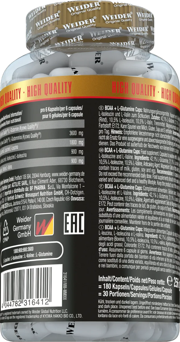 BCAA + L-Glutamine (180 Kapseln) – Bild 2