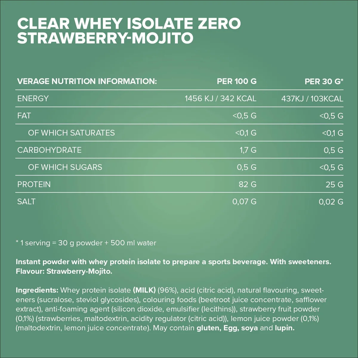 Clear Whey Isolate ZERO (400g) - Strawberry Mojito – Bild 5