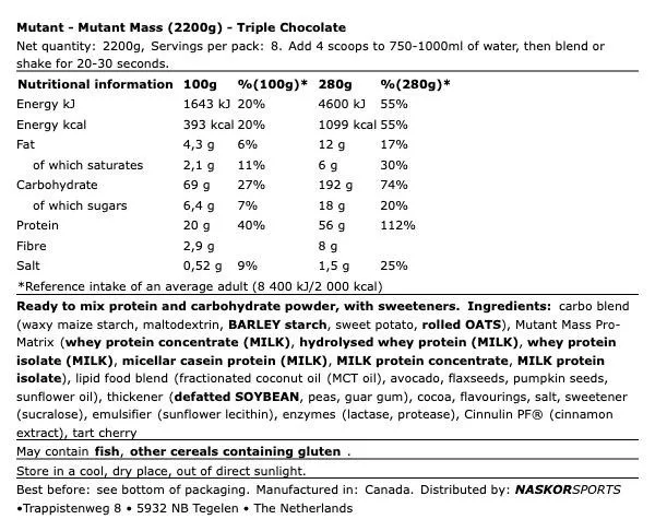 Mutant Mass 2270 g The Original Muscle Mass Gainer – Bild 2