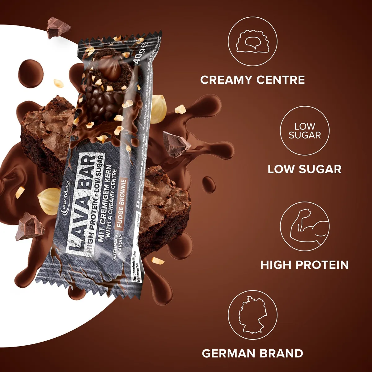Lava Bar Protein Riegel (40g) - Fudge Brownie – Bild 2