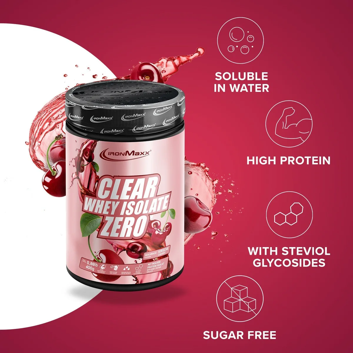 Clear Whey Isolate ZERO (400g) - Cherry – Bild 2