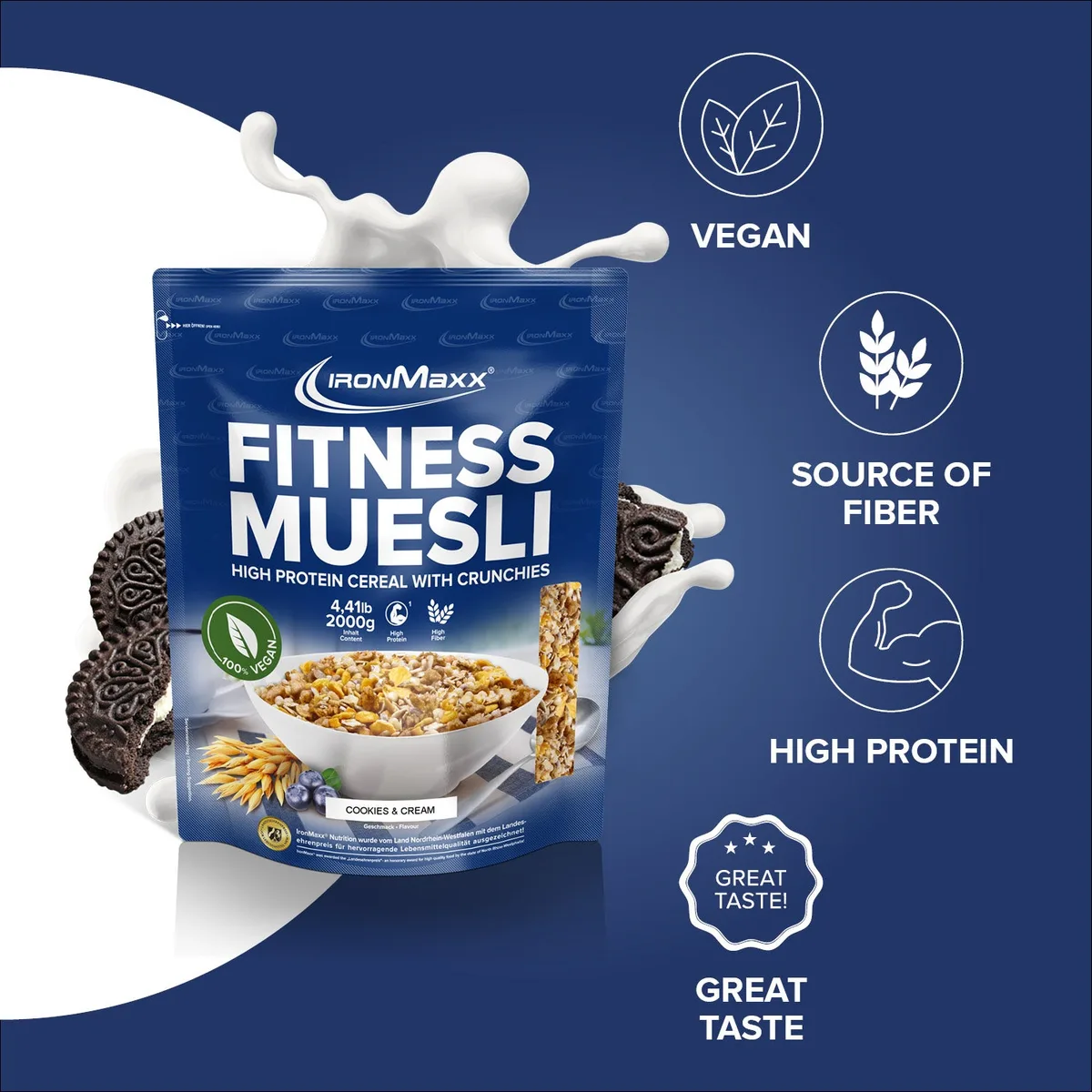 Fitness Müsli (2000g) - Cookies & Cream – Bild 7