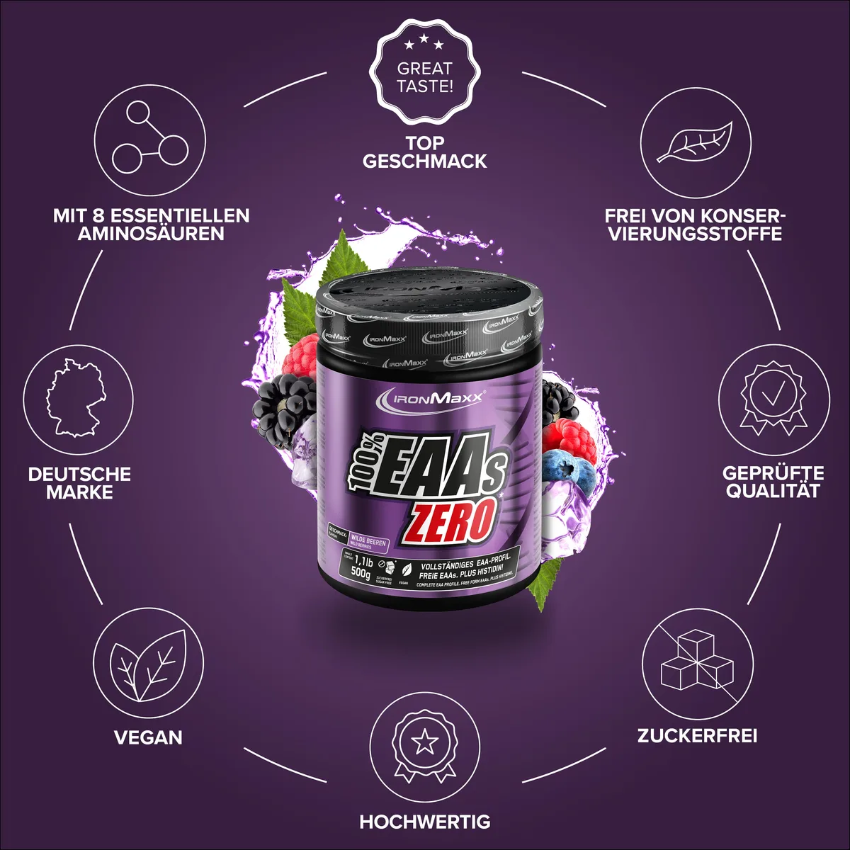 100% EAAs Zero (500g) - Wild Berries – Bild 5