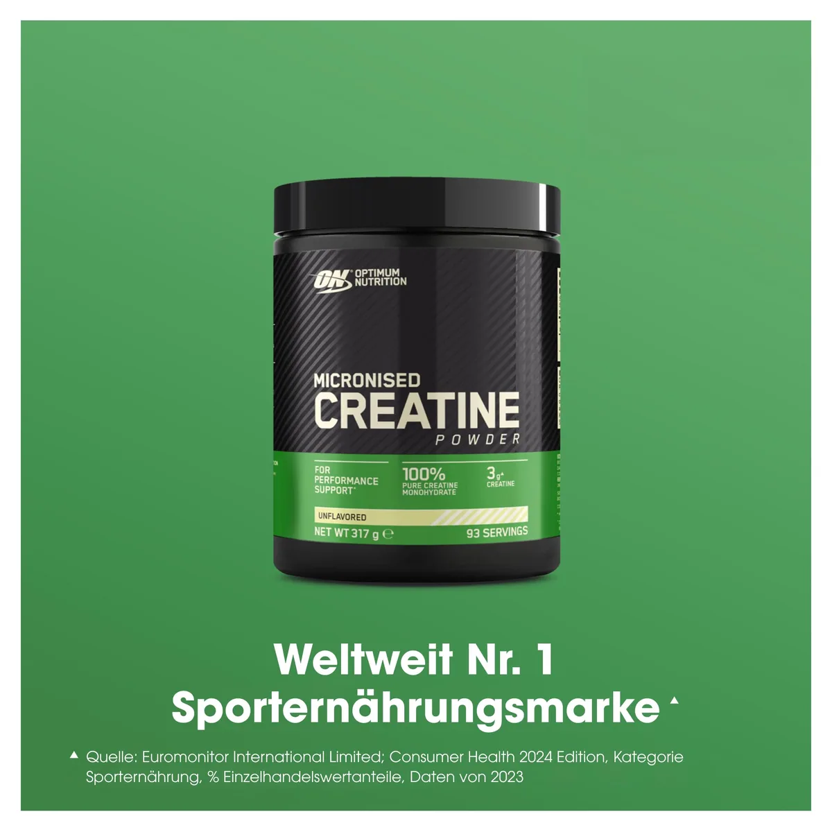 Optimum Nutrition Mikronisiertes Kreatin Pulver, Geschmacksneutral, 317g, 93 Portionen – Bild 2