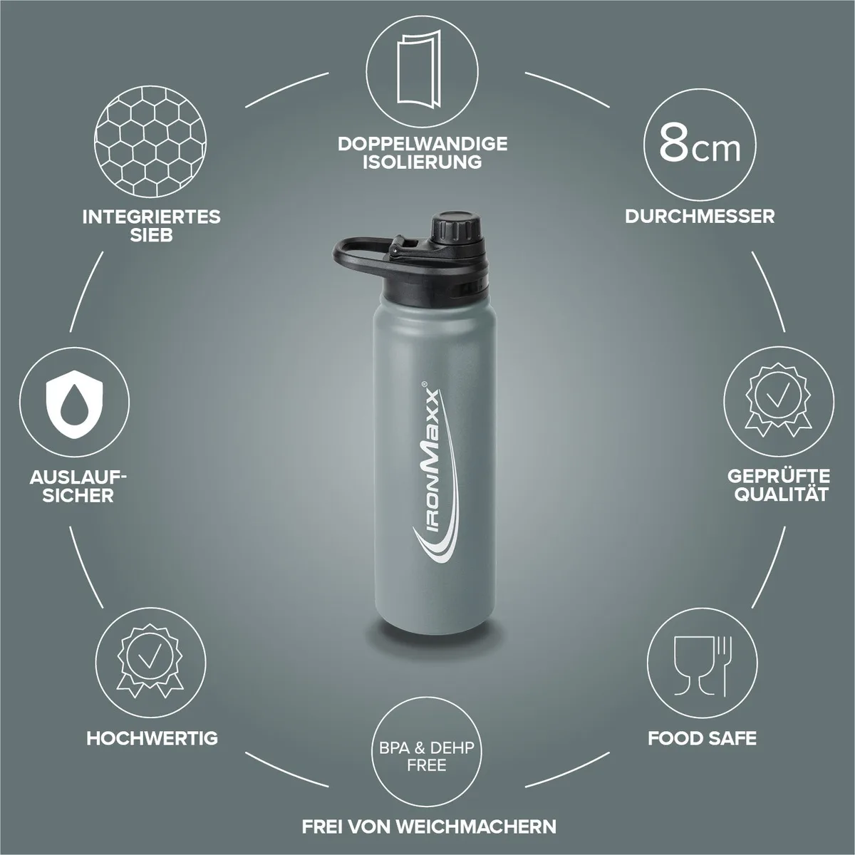 Hot & Cold Bottle Insulated Steel (800ml) - Ash Grey – Bild 5