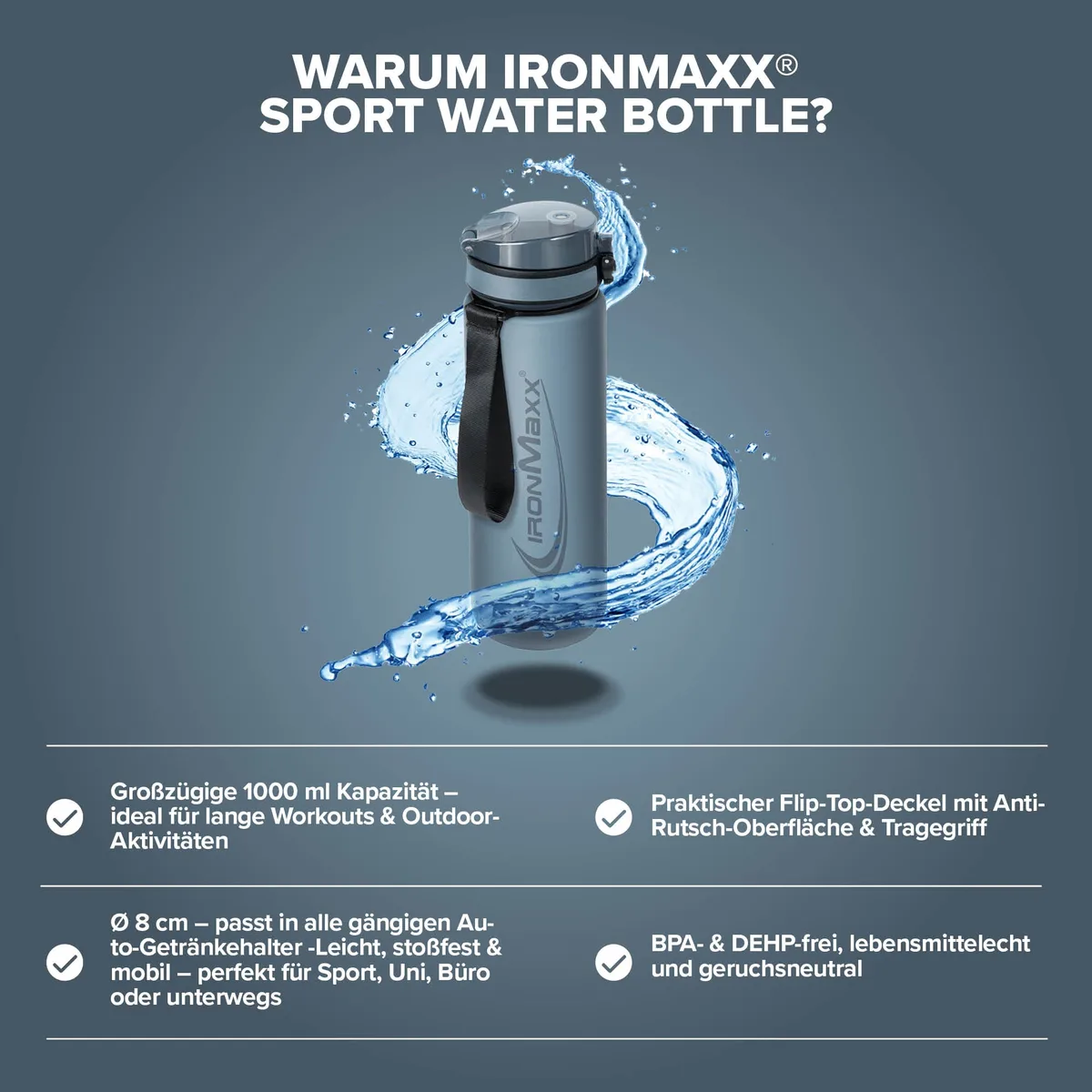 Sport Water Bottle (1000ml) - Kyanite Blue – Bild 3