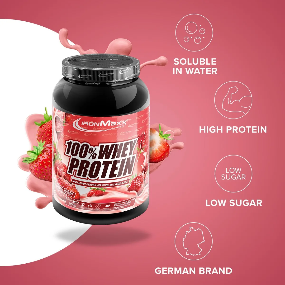 100% Whey Protein (900g) - Strawberry – Bild 7