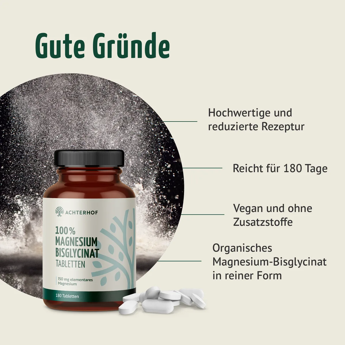 Magnesium Bisglycinat Tabletten (180 Tabletten) – Bild 2