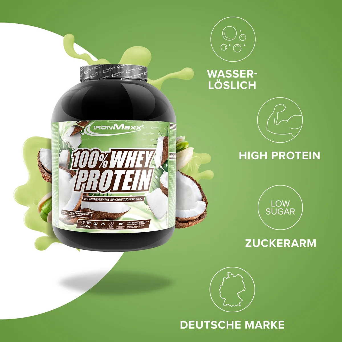 100% Whey Protein (2350g) - Pistazie-Kokos – Bild 2