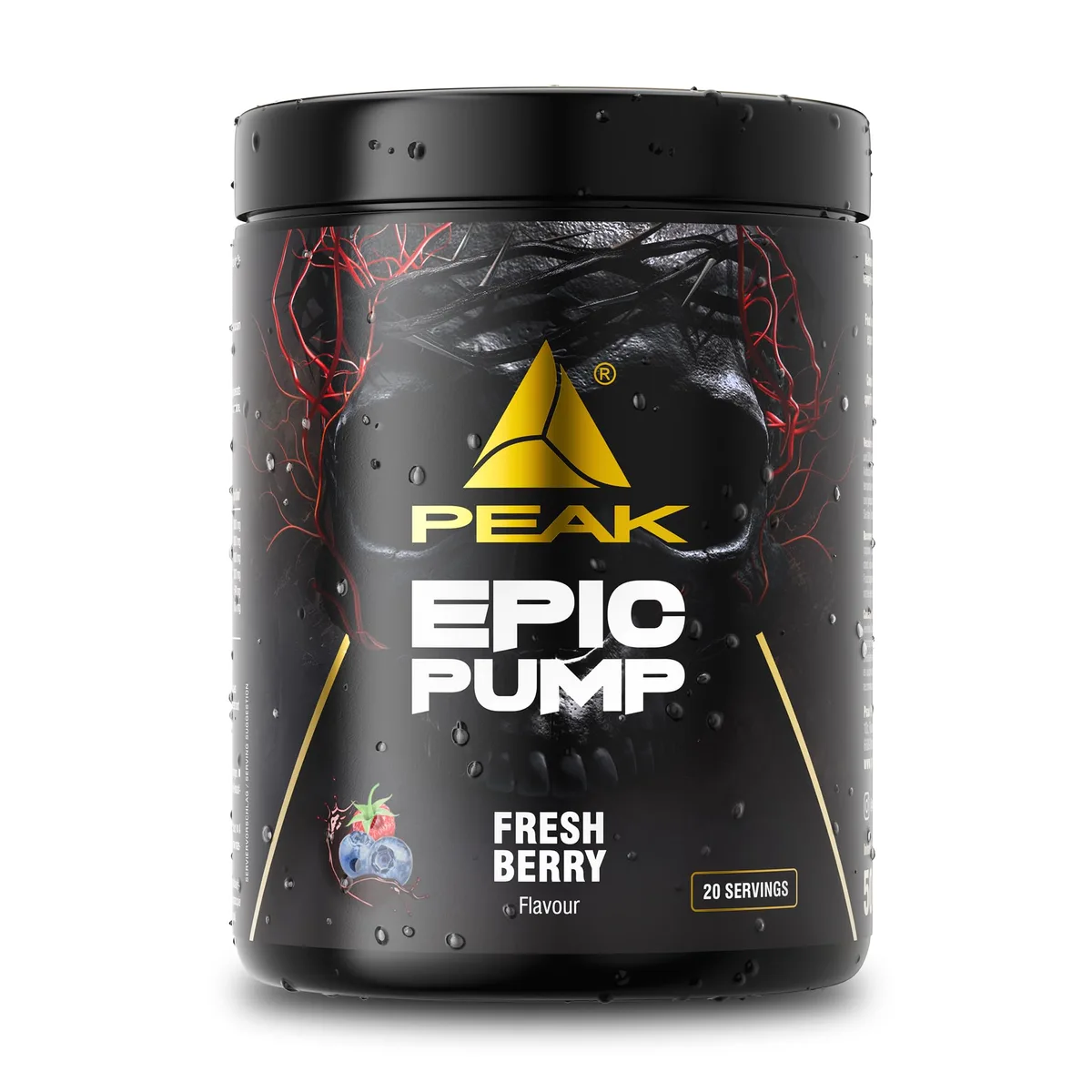 PEAK Epic Pump - 500g Geschmack Fresh Berry I 20 Portionen I Concentrated Pre Workout Booster ohne Koffein mit L-Citrullin Malat, L-Arginin HCL/Nitrat und Taurin I vegan