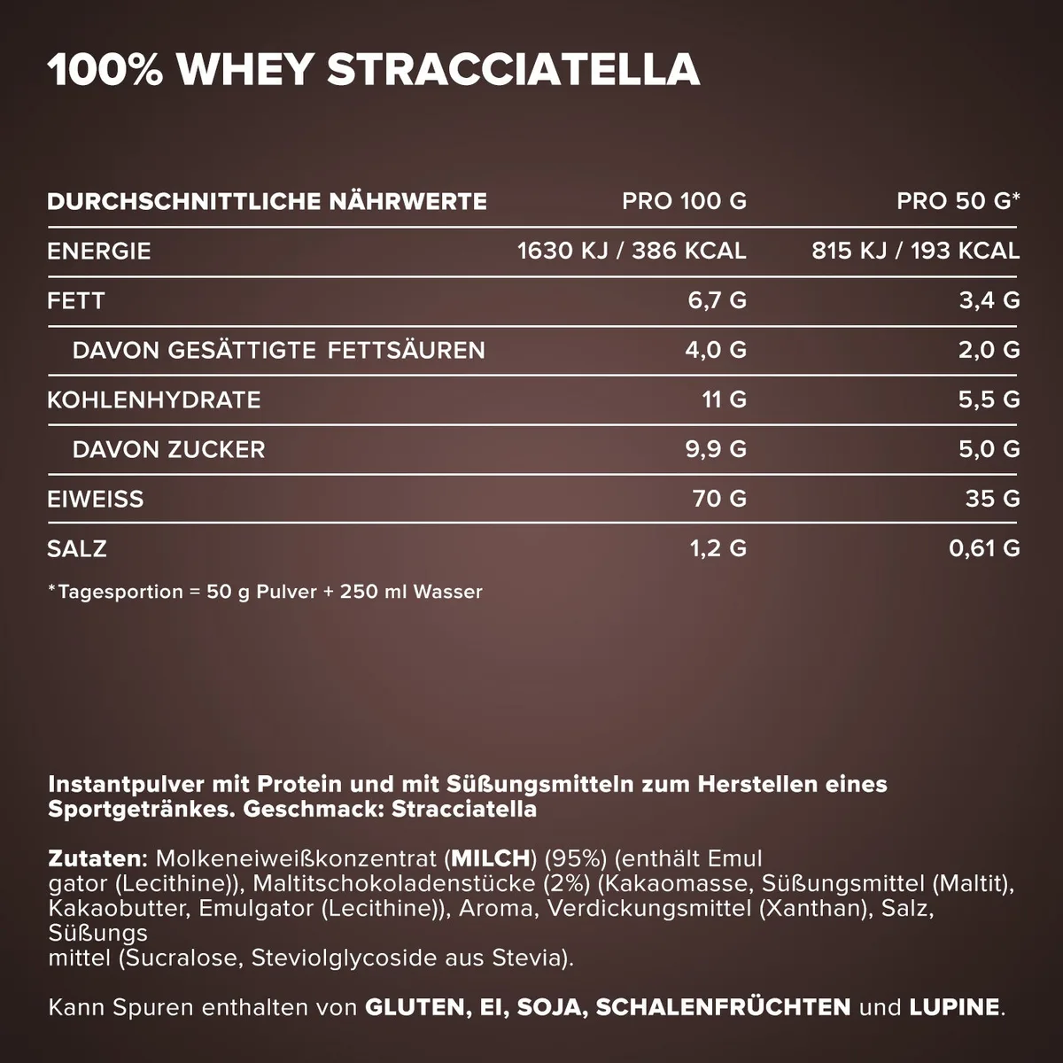 100% Whey Protein (500g) - Stracciatella – Bild 4